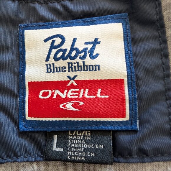 Pabst x O'Neill Mens Size L Navy Blue Red White Full Zip Windbreaker Jacket Top - Picture 9 of 10